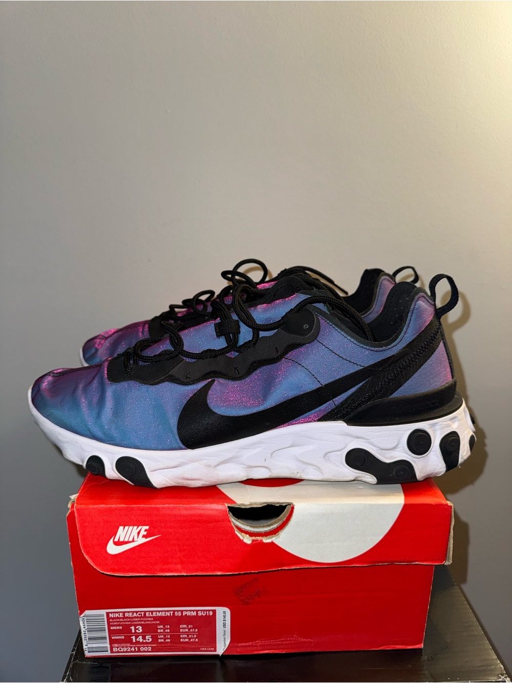 Nike Kids Iridescent Blue-Purple React Element Sneakers